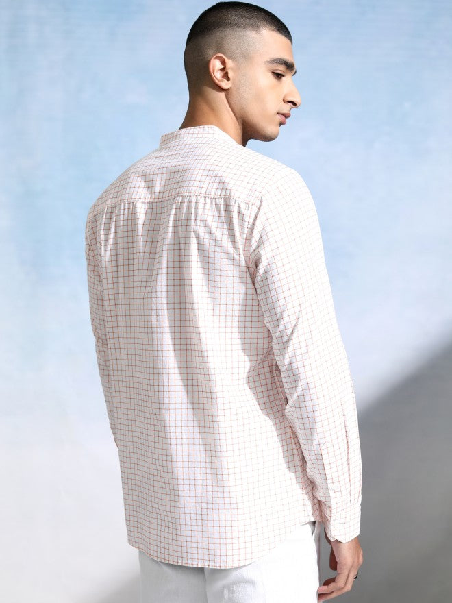 Highlander Men White Checked Slim Fit Casual Shirt - White - Image 3