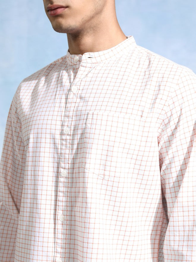 Highlander Men White Checked Slim Fit Casual Shirt - White - Image 5