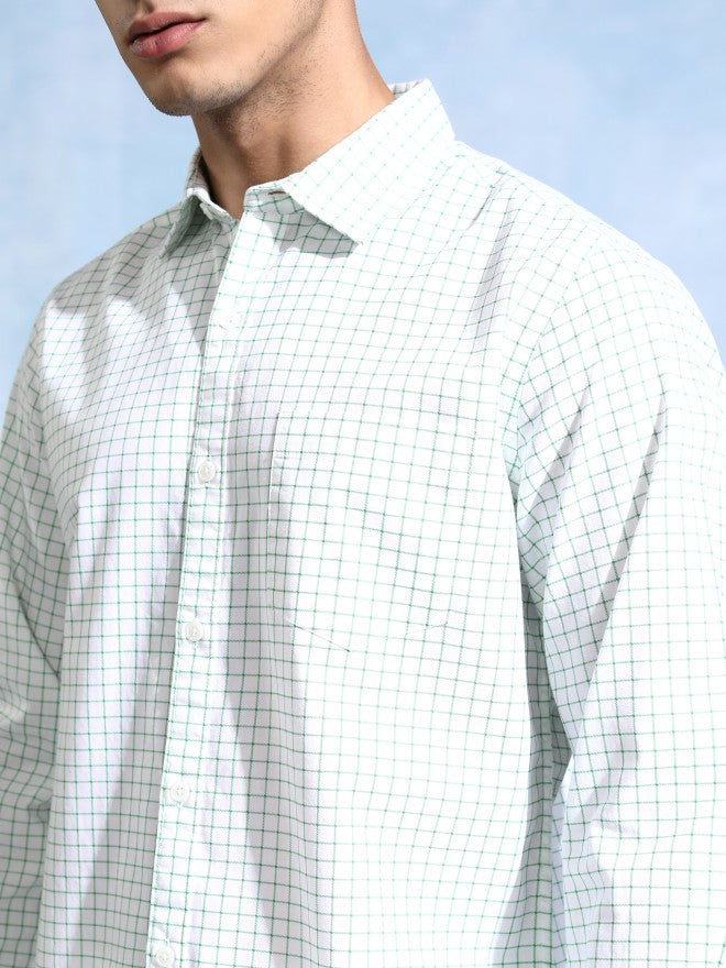 Highlander Men White Checked Slim Fit Casual Shirt - White - Image 5