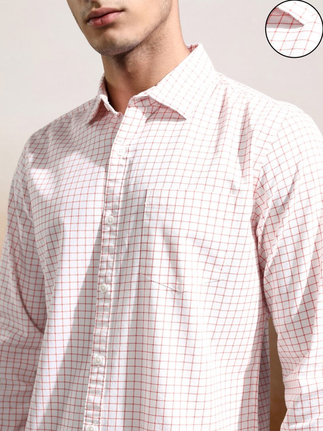 Highlander Men White Checked Slim Fit Casual Shirt - White - Image 5