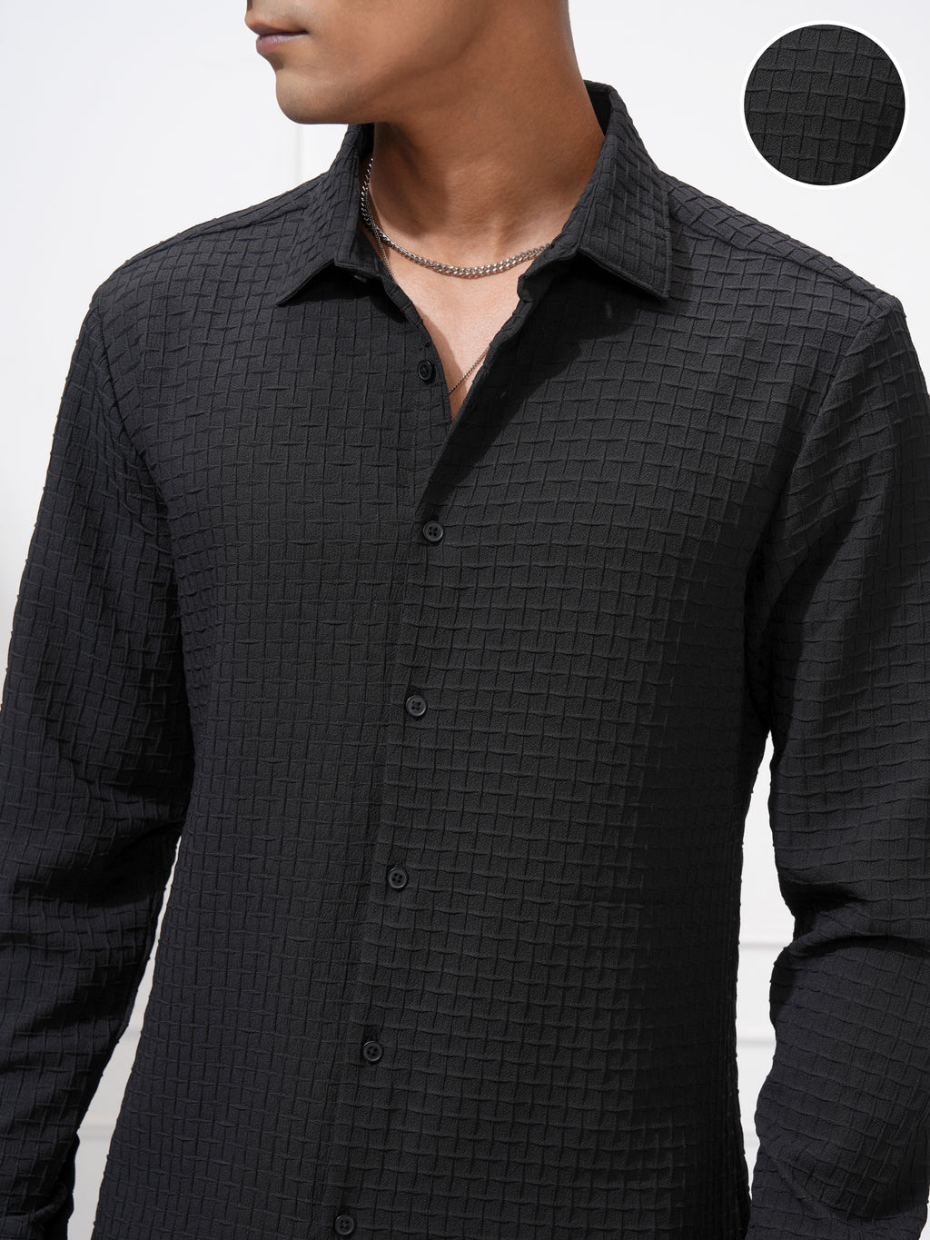 Highlander Men Black Solid Slim Fit Casual Shirt - Black - Image 5