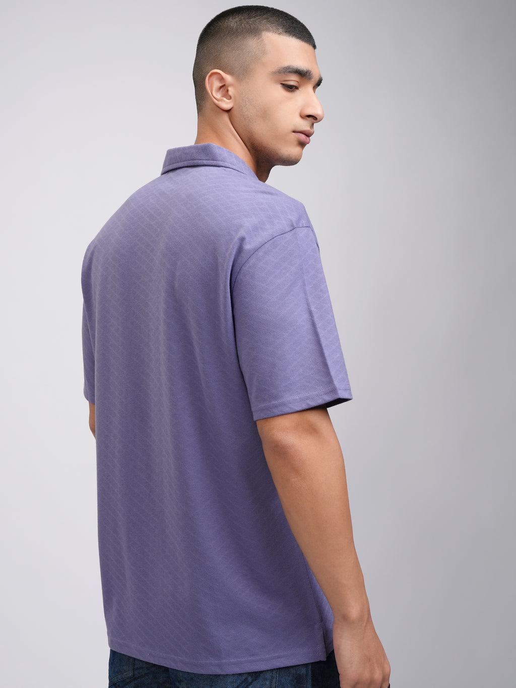 Highlander Men Purple Self Design Relaxed Fit Casual Shirt - Purple - Image 3