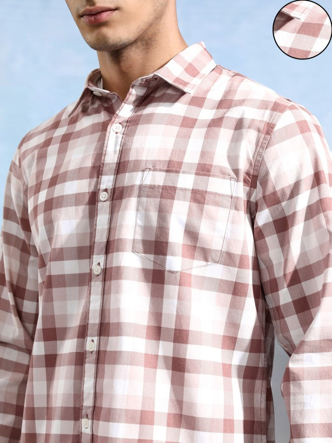 Highlander Men White Checked Slim Fit Casual Shirt - White - Image 5