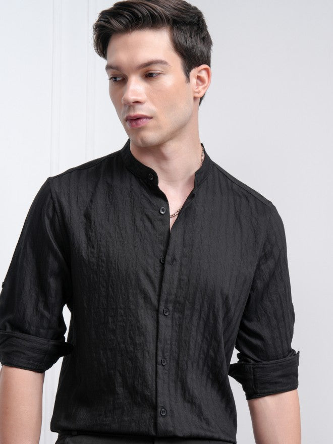 Highlander Men Black Checked Slim Fit Casual Shirt - Black - Image 1