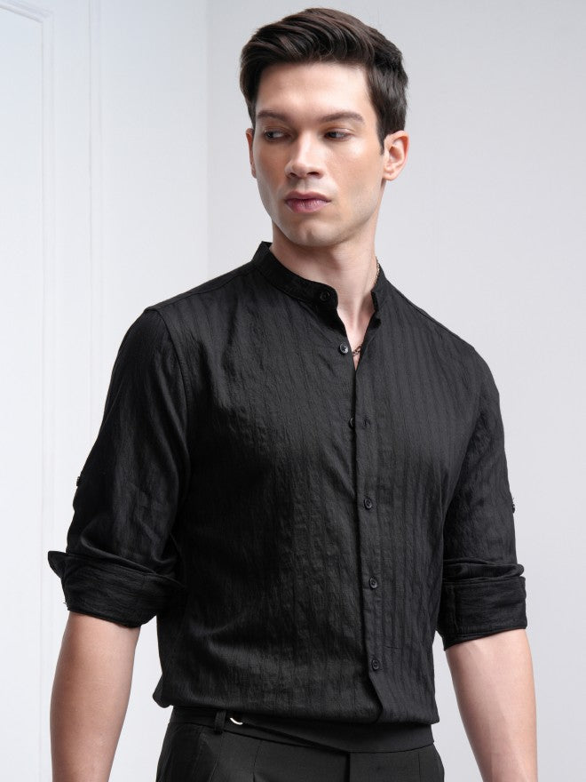Highlander Men Black Checked Slim Fit Casual Shirt - Black - Image 6