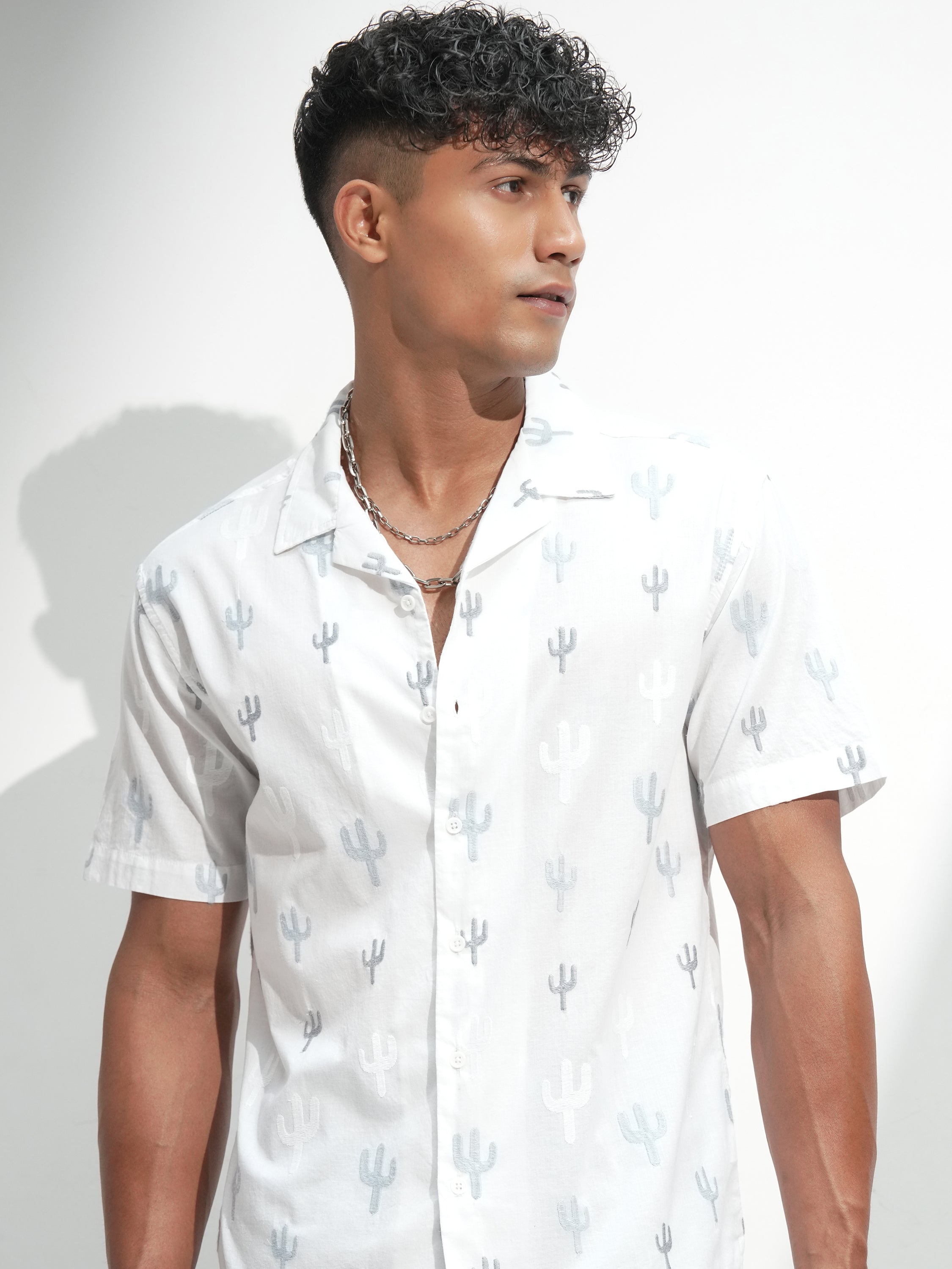 Highlander Men White Printed Relaxed Fit Casual Shirt - White - Image 1