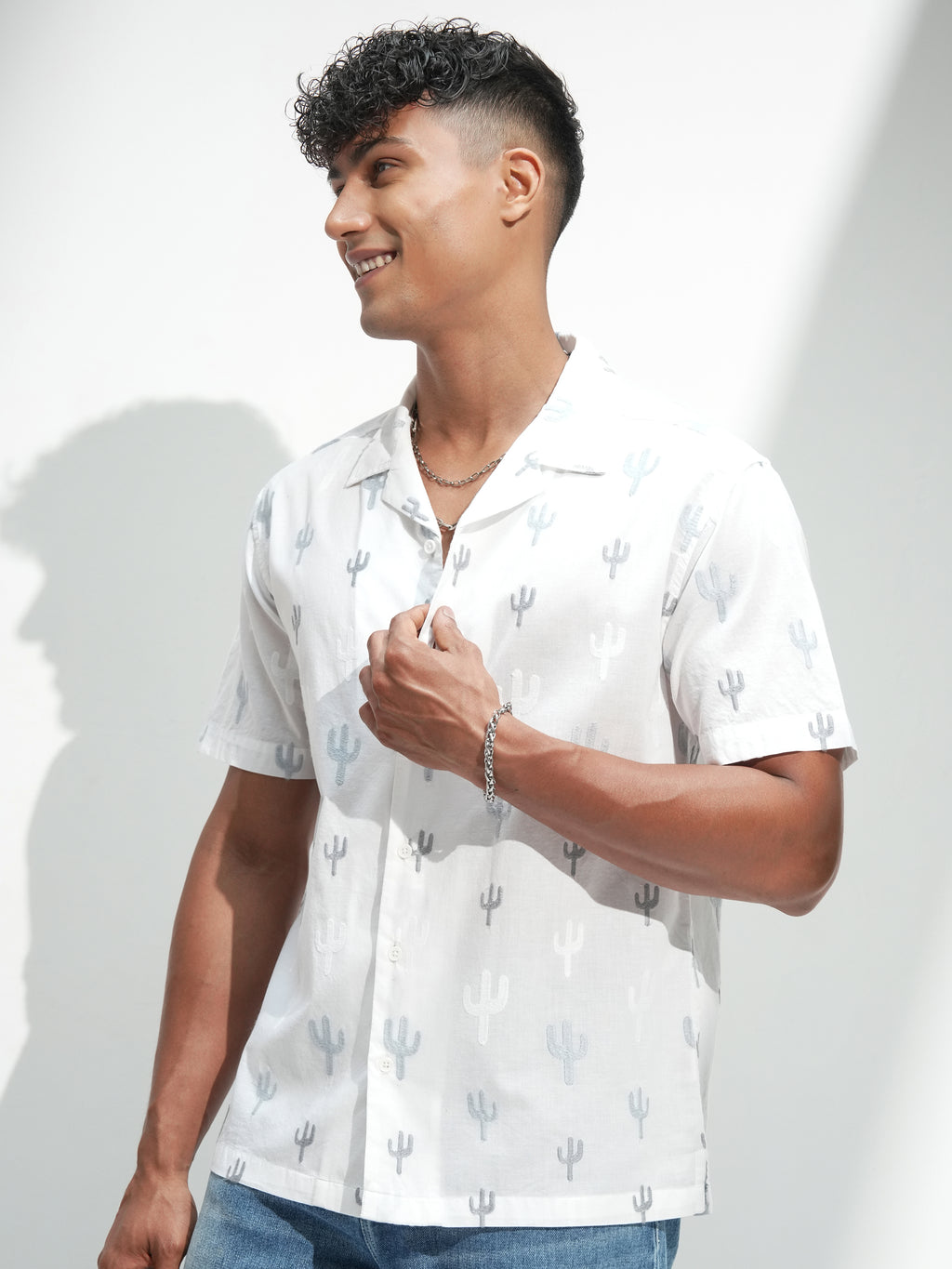 Highlander Men White Printed Relaxed Fit Casual Shirt - White - Image 4