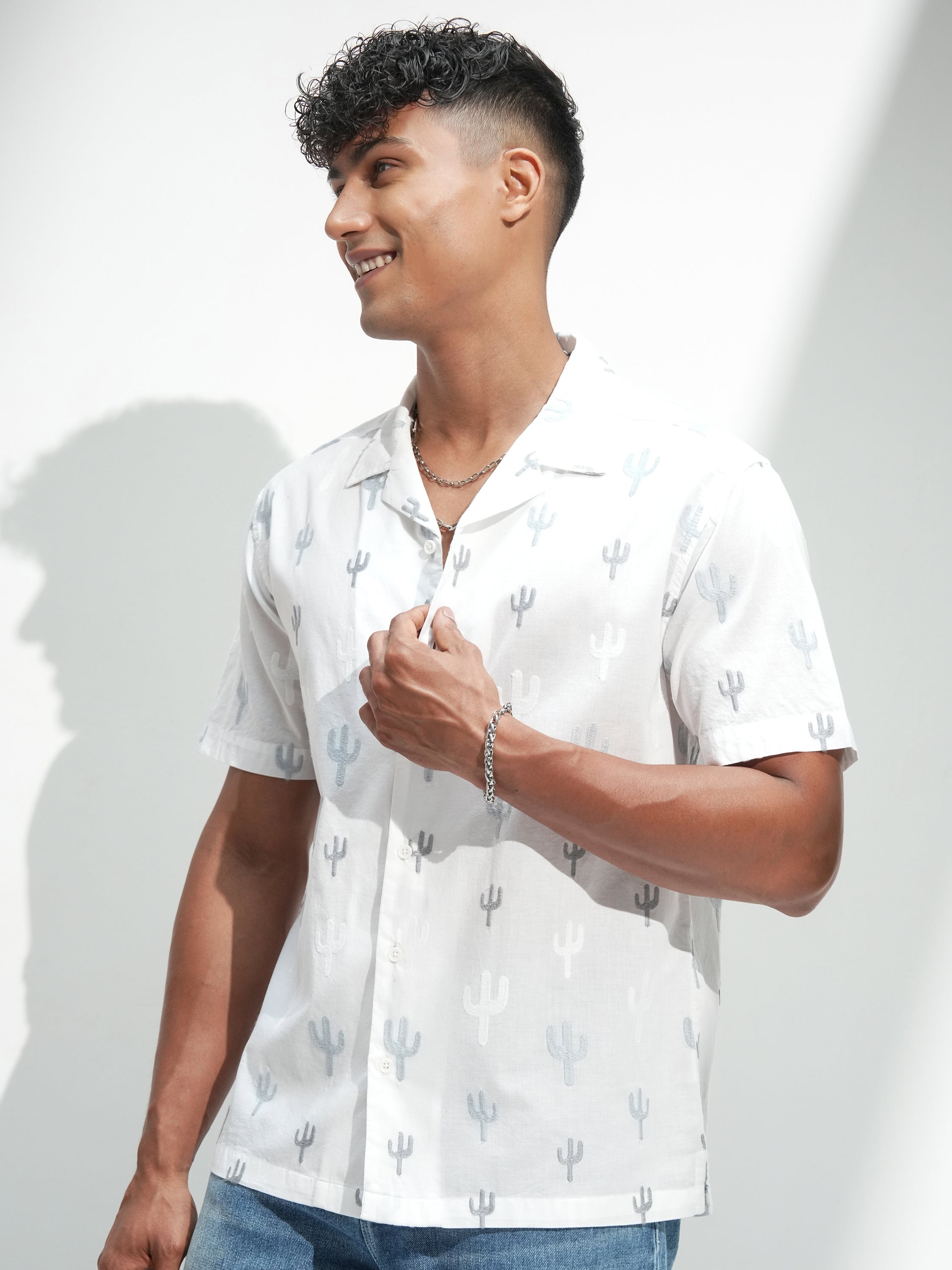 Highlander Men White Printed Relaxed Fit Casual Shirt - White - Image 4