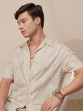 Highlander Men Cream Embroidered Relaxed Fit Casual Shirt - Cream - Image 1