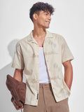 Highlander Men Cream Embroidered Relaxed Fit Casual Shirt - Cream - Image 1