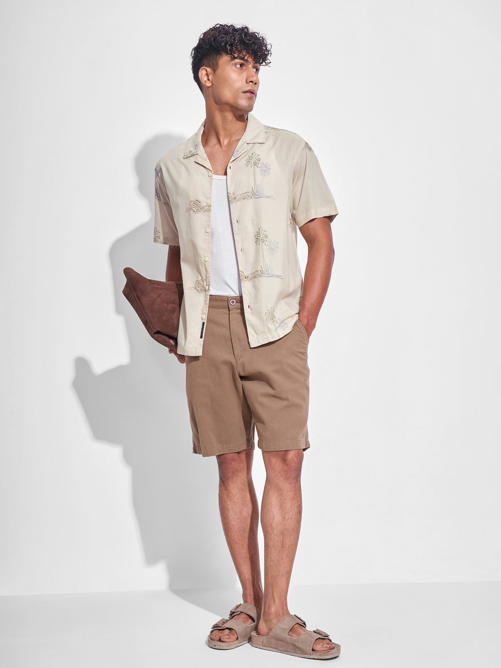 Highlander Men Cream Embroidered Relaxed Fit Casual Shirt - Cream - Image 2