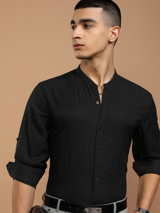 Highlander Men Black Solid Regular Fit Casual Shirt - Black - Image 1