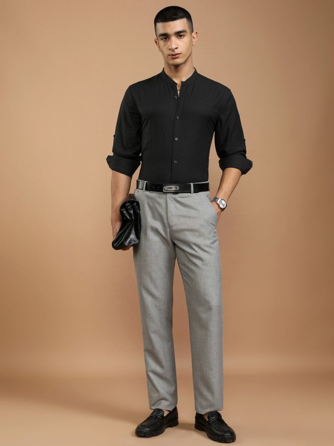 Highlander Men Black Solid Regular Fit Casual Shirt - Black - Image 2