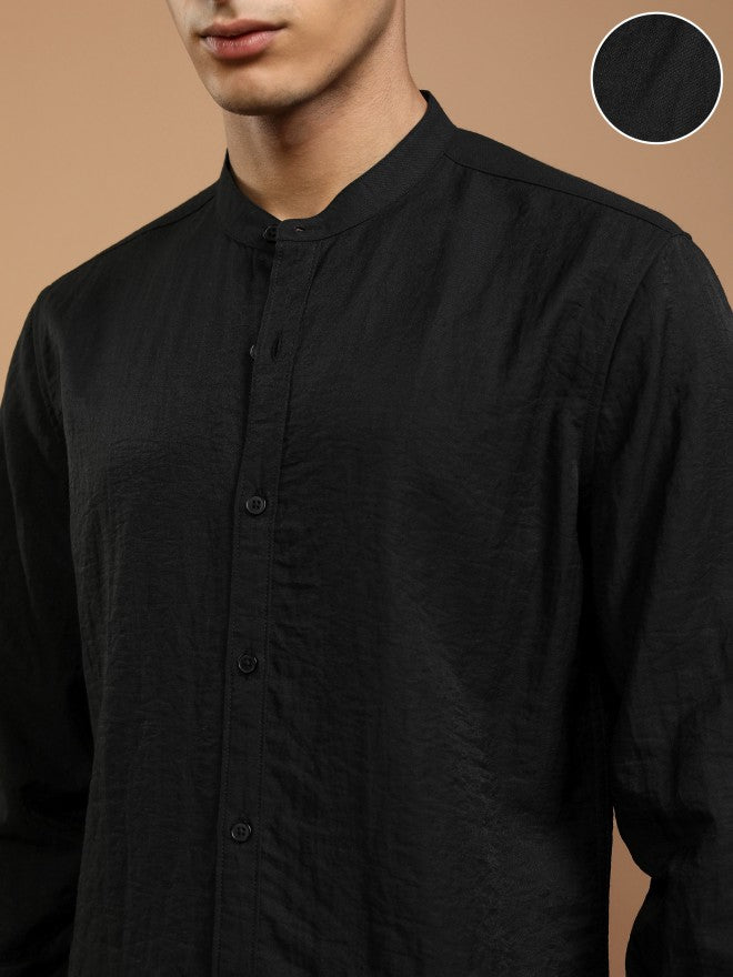 Highlander Men Black Solid Regular Fit Casual Shirt - Black - Image 5