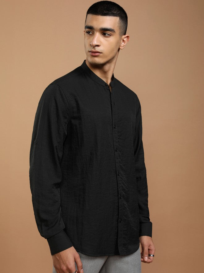 Highlander Men Black Solid Regular Fit Casual Shirt - Black - Image 6