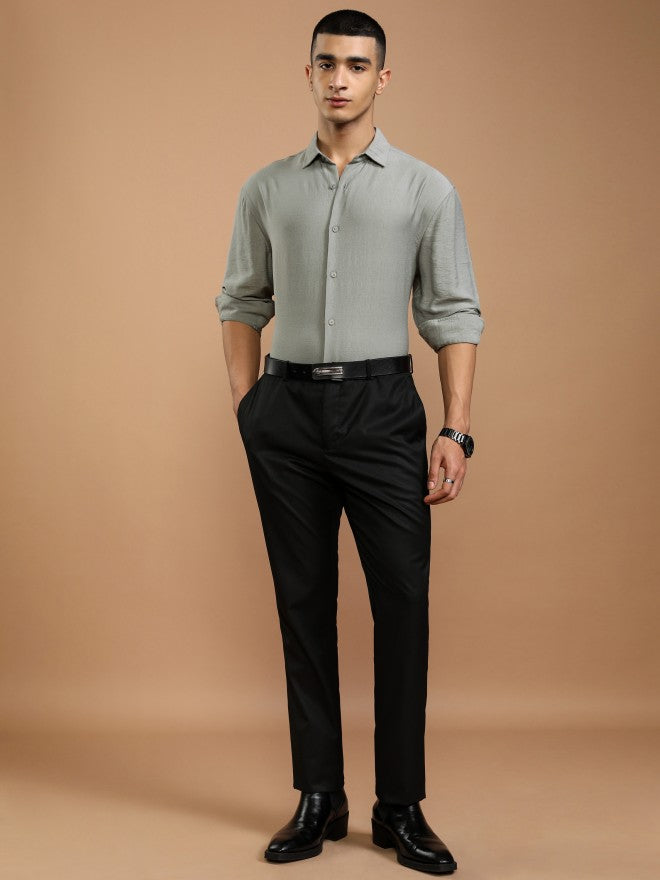 Highlander Men Grey Solid Relaxed Fit Casual Shirt - Grey - Image 2