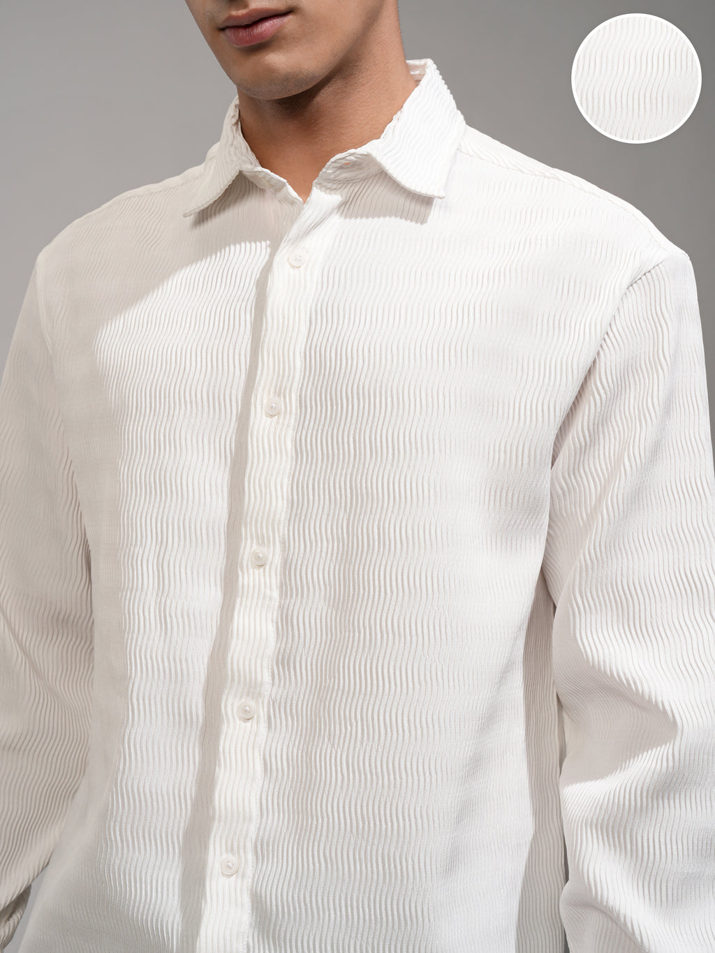 Highlander Men White Self Design Relaxed Fit Casual Shirt - White - Image 5