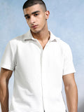Highlander Men White Textured Slim Fit Casual Shirt - White - Image 1