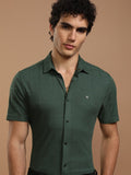 Highlander Men Green Checked Slim Fit Casual Shirt - Green - Image 1