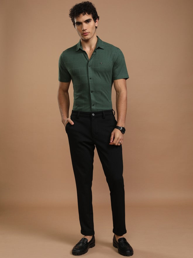 Highlander Men Green Checked Slim Fit Casual Shirt - Green - Image 2