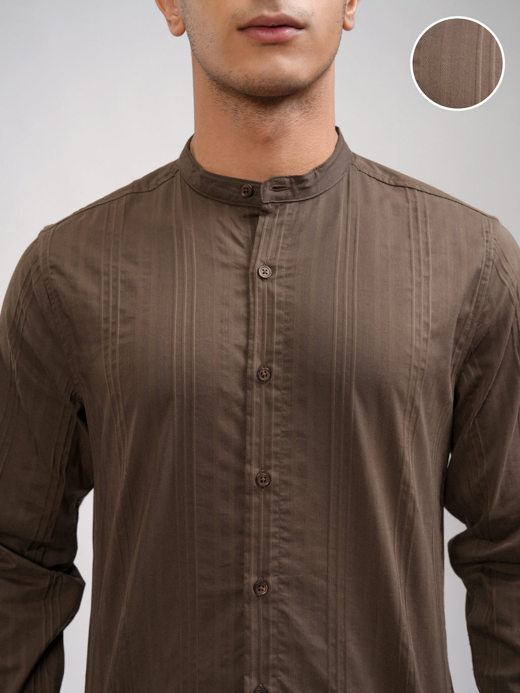 Highlander Men Brown Striped Slim Fit Casual Shirt - Brown - Image 5