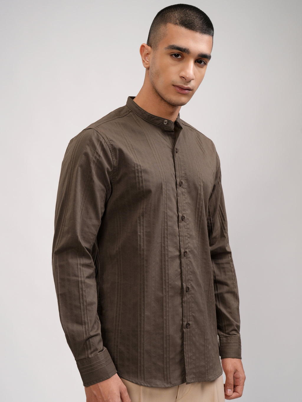 Highlander Men Brown Striped Slim Fit Casual Shirt - Brown - Image 6
