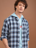 Highlander Men Blue Checked Relaxed Fit Casual Shirt - Blue - Image 1