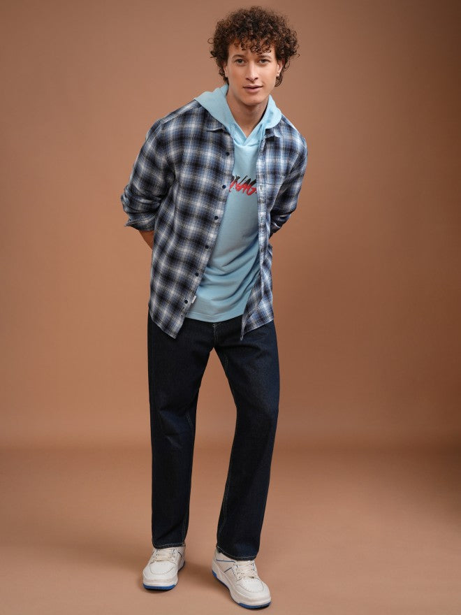 Highlander Men Blue Checked Relaxed Fit Casual Shirt - Blue - Image 2