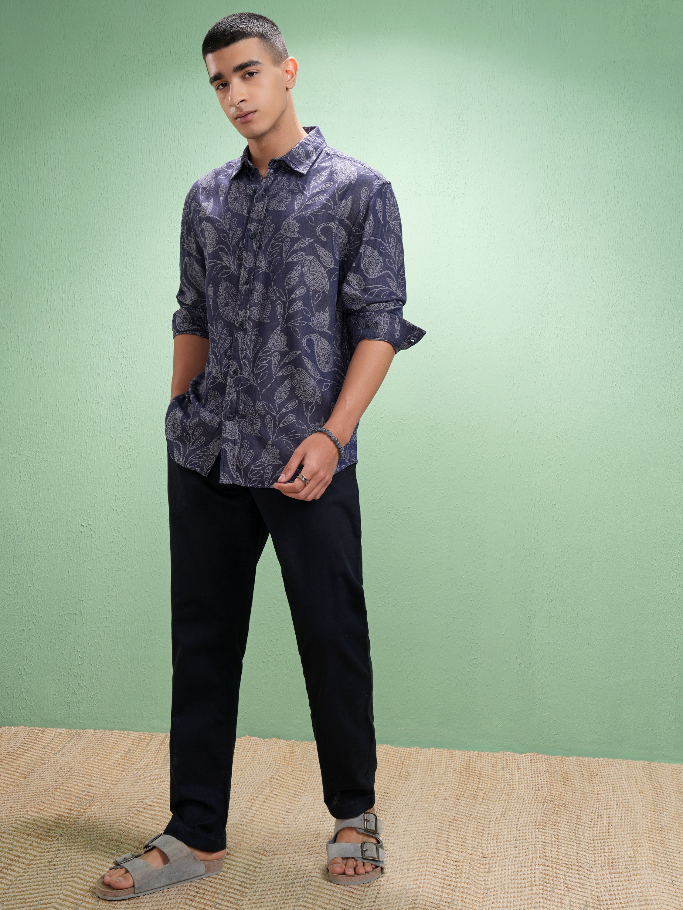 Highlander Men Blue Printed Relaxed Fit Casual Shirt - Blue - Image 2
