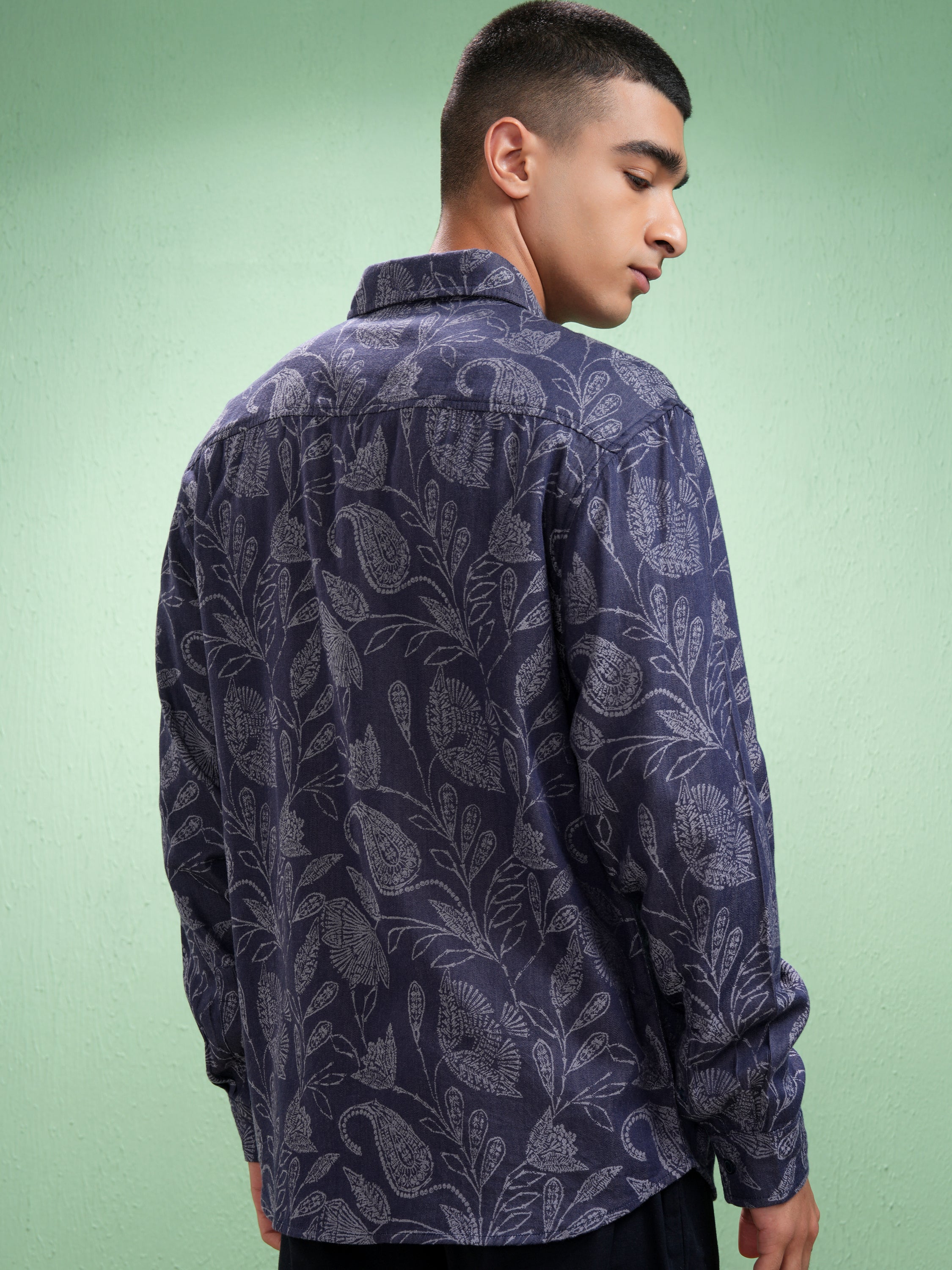Highlander Men Blue Printed Relaxed Fit Casual Shirt - Blue - Image 3