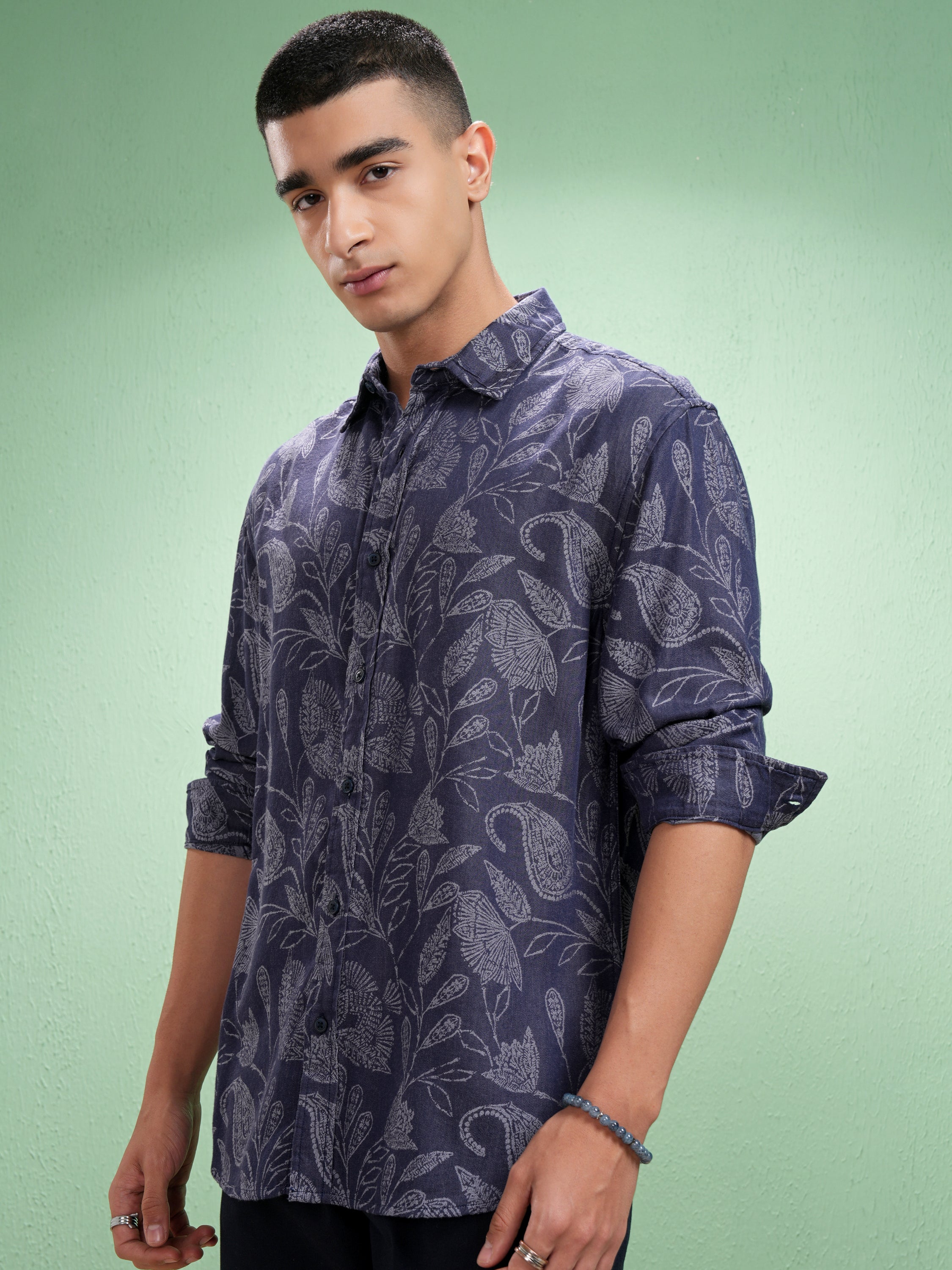 Highlander Men Blue Printed Relaxed Fit Casual Shirt - Blue - Image 4