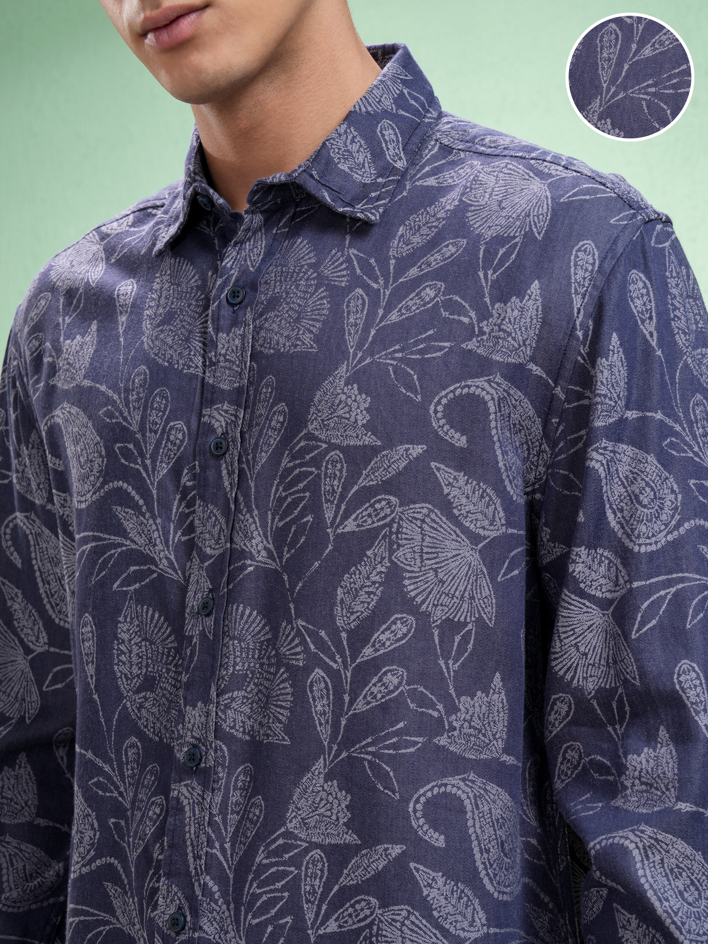 Highlander Men Blue Printed Relaxed Fit Casual Shirt - Blue - Image 5