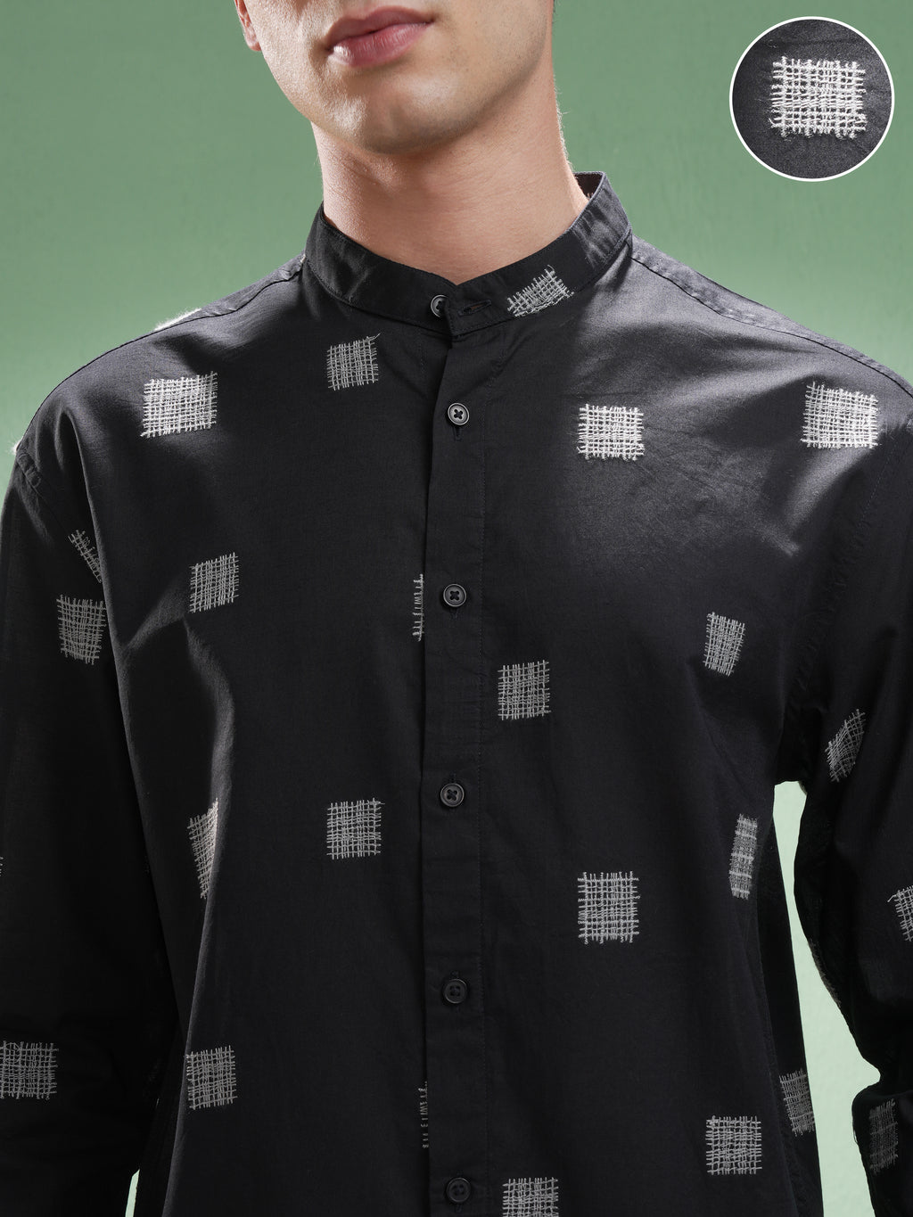 Highlander Men Navy Blue Self Design Relaxed Fit Casual Shirt - Navy Blue - Image 5