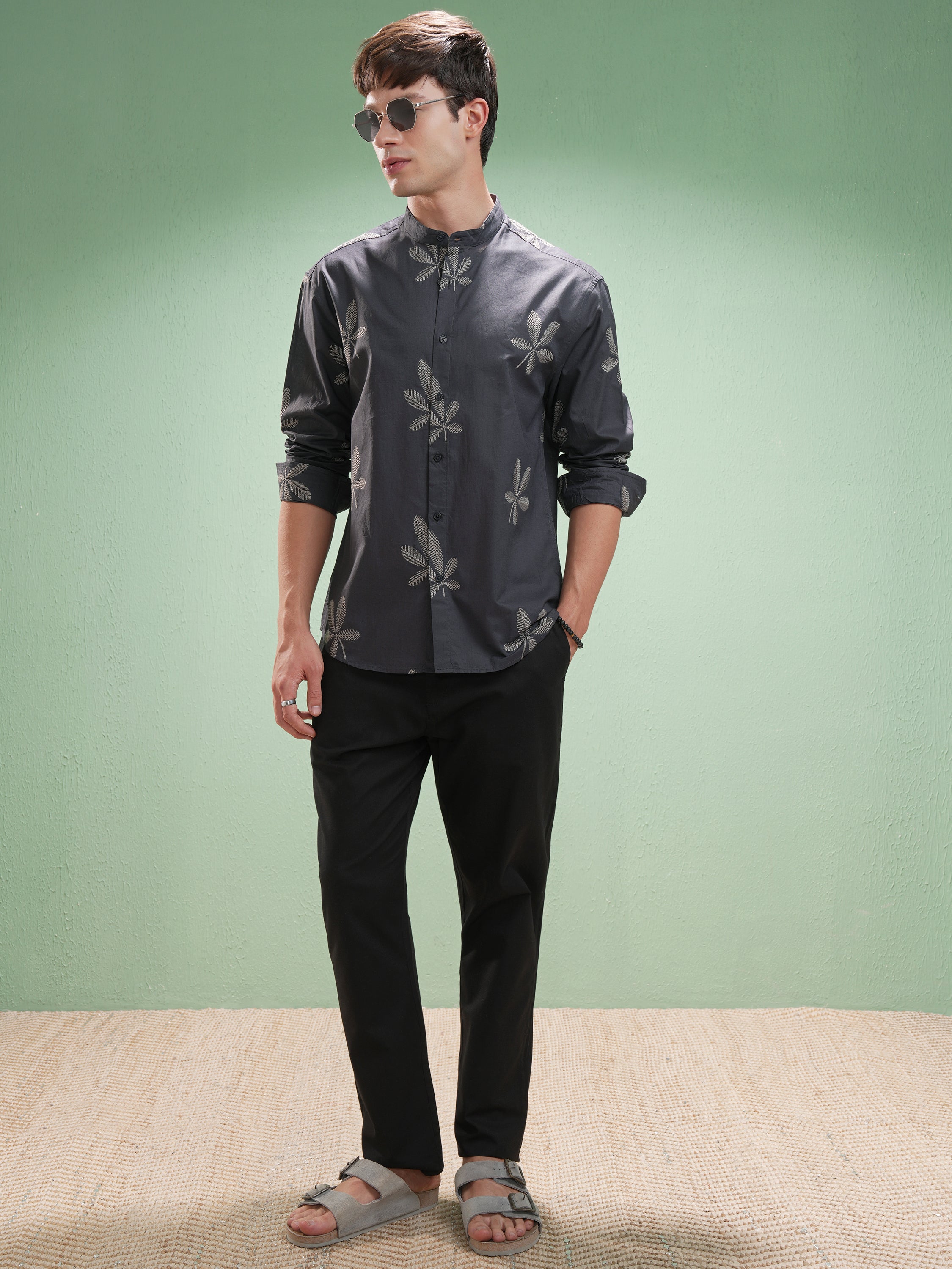 Highlander Men Grey Embroidered Relaxed Fit Casual Shirt - Grey - Image 2