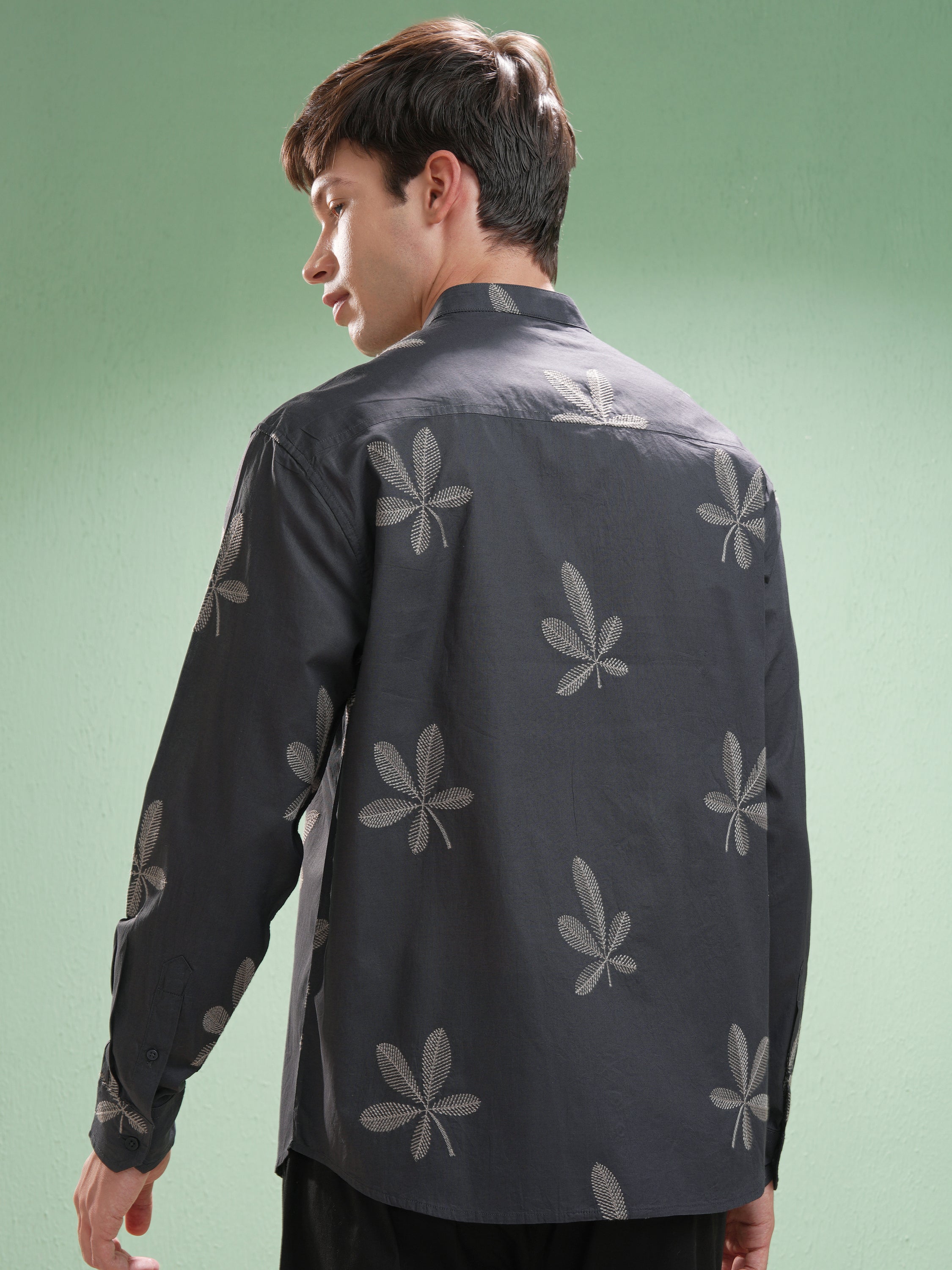 Highlander Men Grey Embroidered Relaxed Fit Casual Shirt - Grey - Image 3