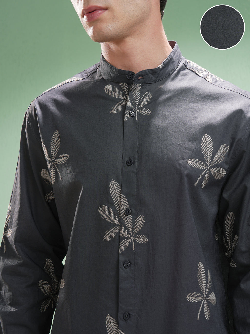 Highlander Men Grey Embroidered Relaxed Fit Casual Shirt - Grey - Image 5