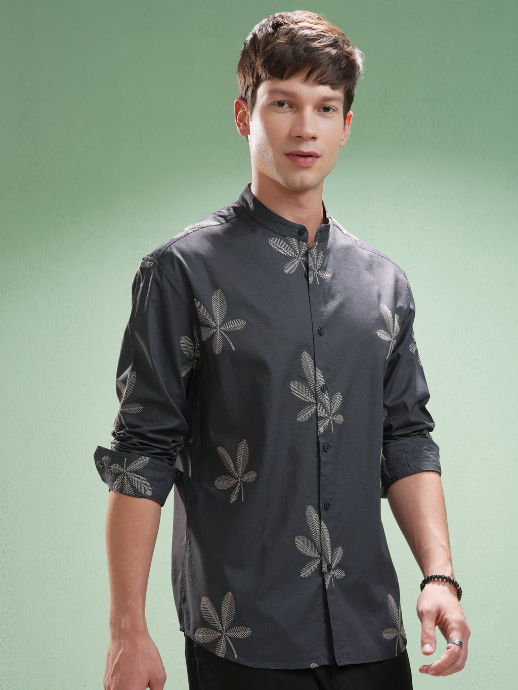 Highlander Men Grey Embroidered Relaxed Fit Casual Shirt - Grey - Image 6