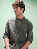 Highlander Men Olive Embroidered Relaxed Fit Casual Shirt - Olive - Image 1