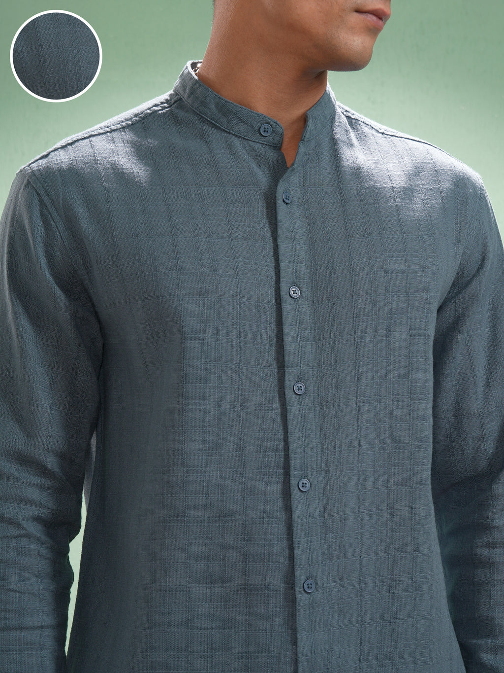 Highlander Men Blue Self Design Relaxed Fit Casual Shirt - Blue - Image 5