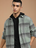 Highlander Men Teal Checked Relaxed Fit Casual Shirt - Teal - Image 1