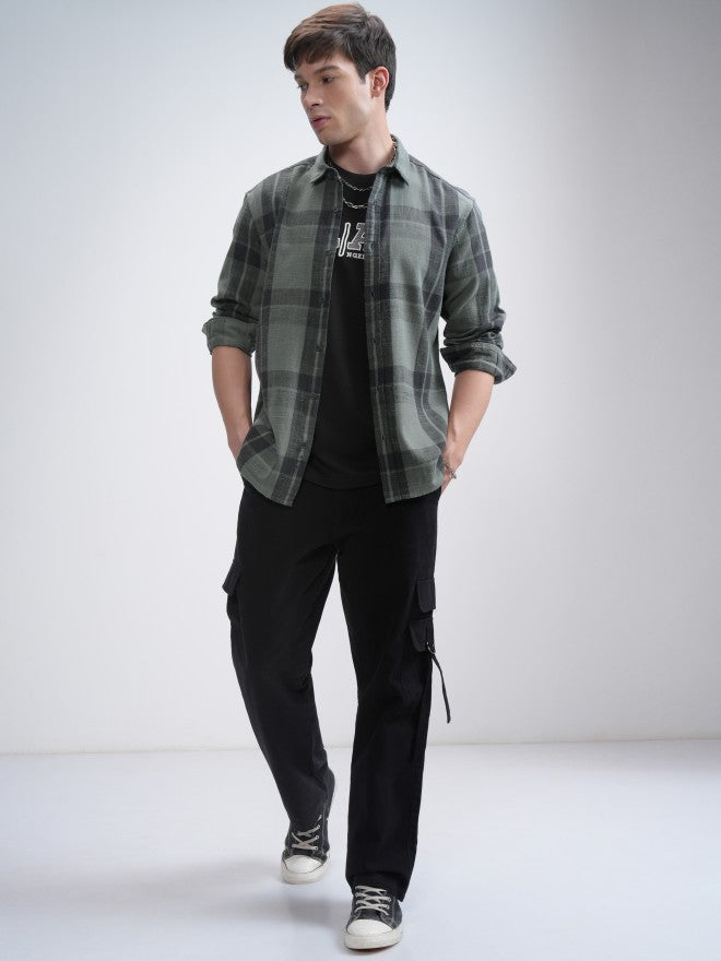 Highlander Men Green Checked Relaxed Fit Casual Shirt - Green - Image 2