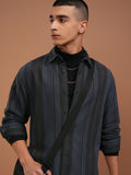 Highlander Men Blue Striped Relaxed Fit Casual Shirt - Blue - Image 1