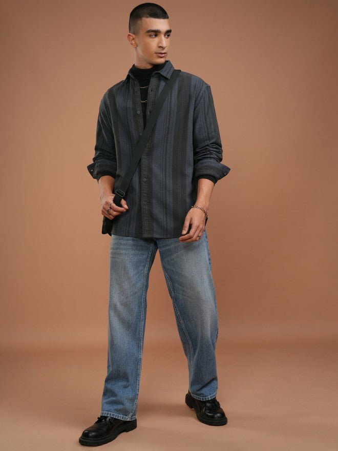 Highlander Men Blue Striped Relaxed Fit Casual Shirt - Blue - Image 2