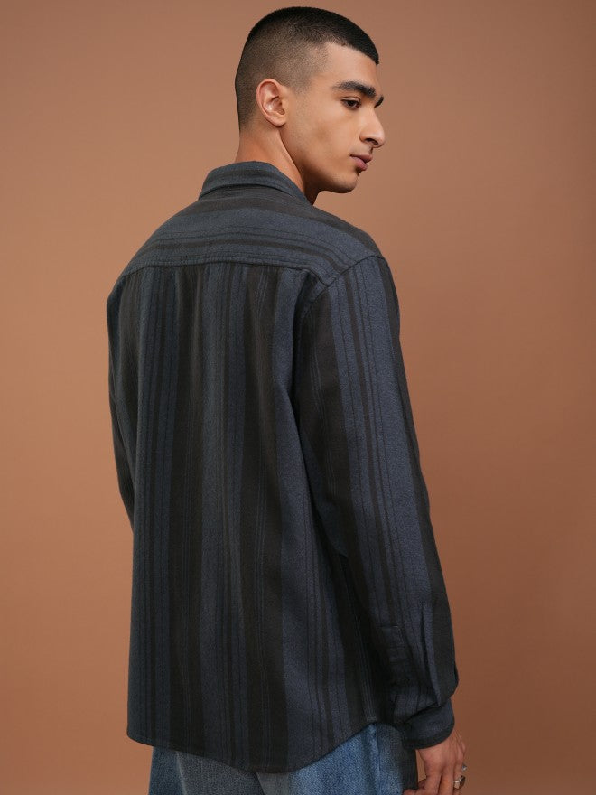 Highlander Men Blue Striped Relaxed Fit Casual Shirt - Blue - Image 3