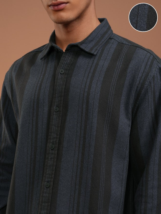 Highlander Men Blue Striped Relaxed Fit Casual Shirt - Blue - Image 5