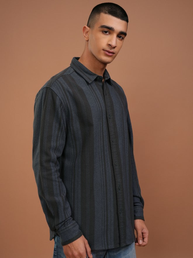 Highlander Men Blue Striped Relaxed Fit Casual Shirt - Blue - Image 6