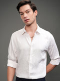 Highlander Men White Self Design Slim Fit Casual Shirt - White - Image 1