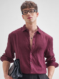 Highlander Men Purple Self Design Relaxed Fit Casual Shirt - Purple - Image 1