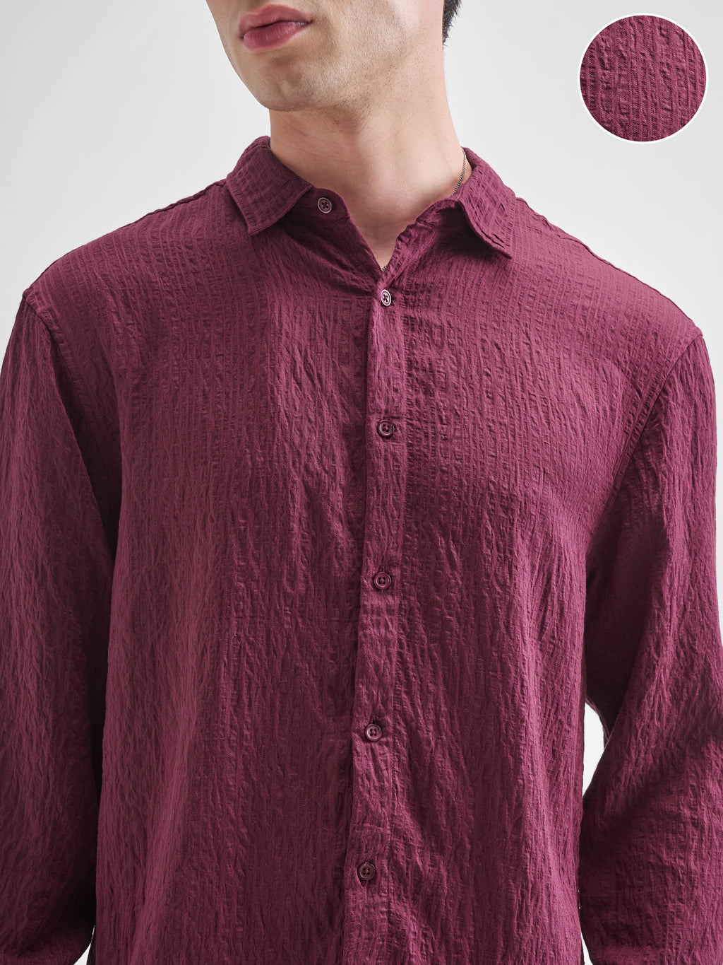 Highlander Men Purple Self Design Relaxed Fit Casual Shirt - Purple - Image 5