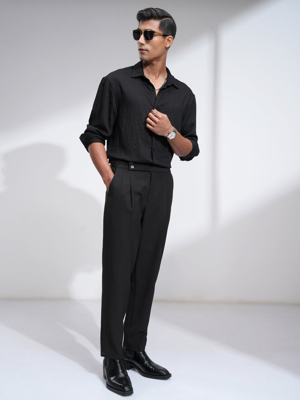 Highlander Men Black Striped Relaxed Fit Casual Shirt - Black - Image 2
